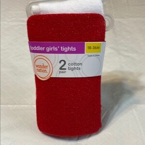 Wonder Nation Toddler Girls' Red and White Tights 18-36 months